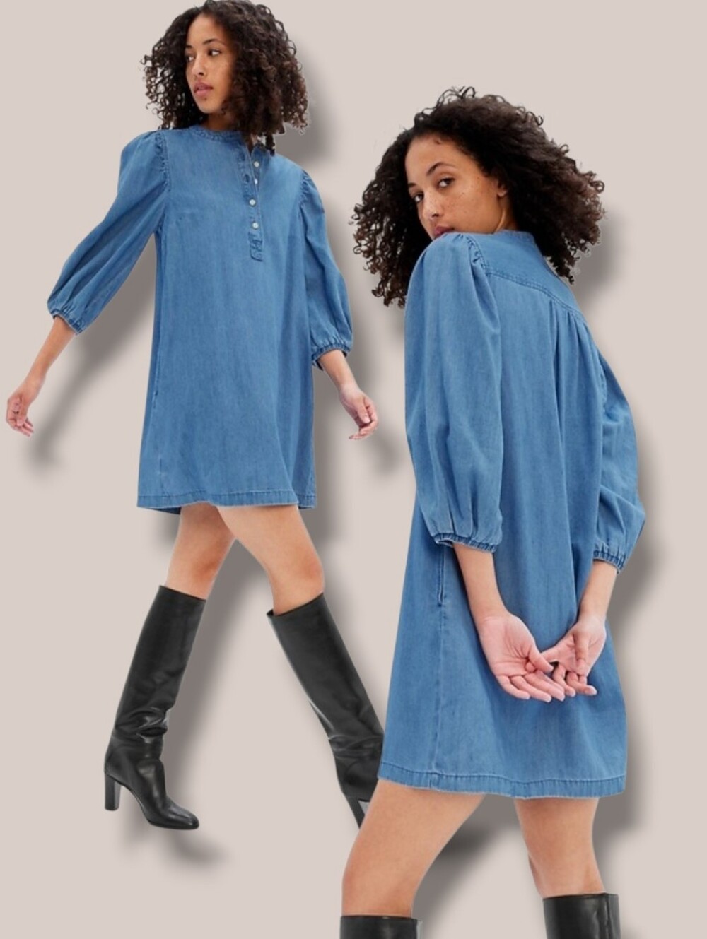 Gap Women's Denim Popover Mini Dress With Washwell